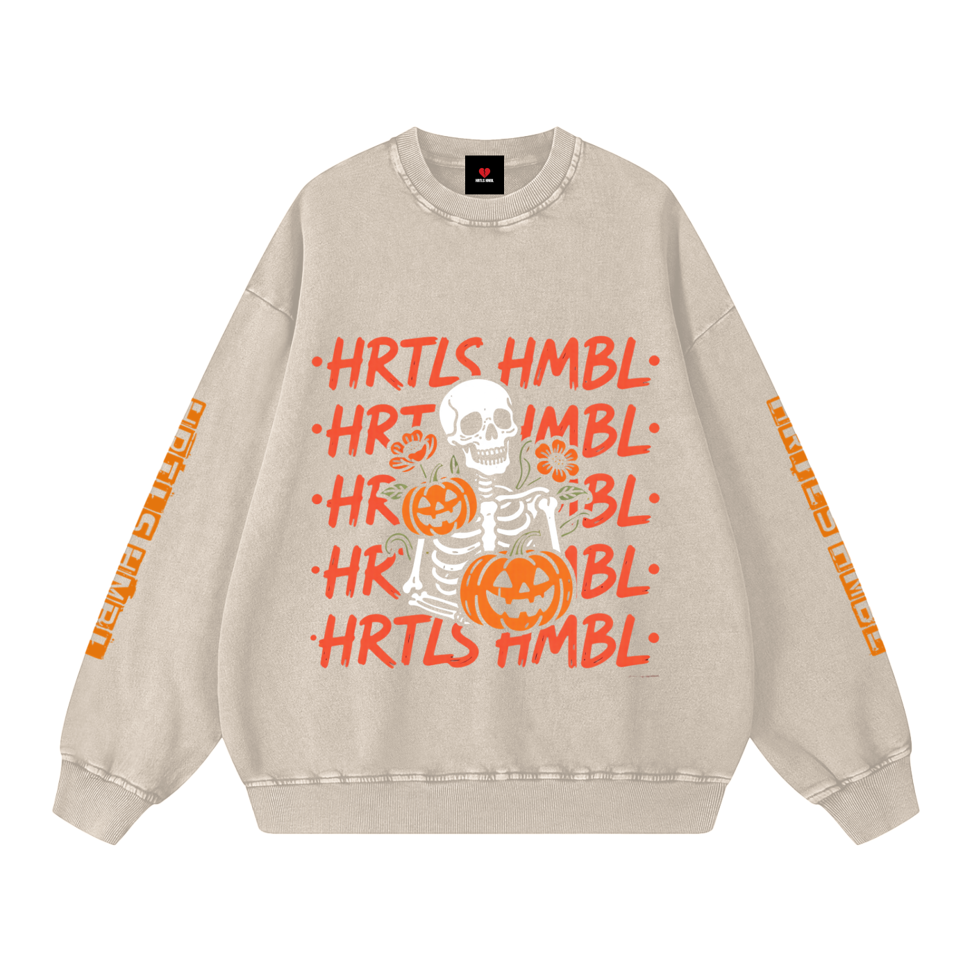 HRTLS HMBL SKELETON & PUMPKINS OVERSIZED SWEATSHIRT