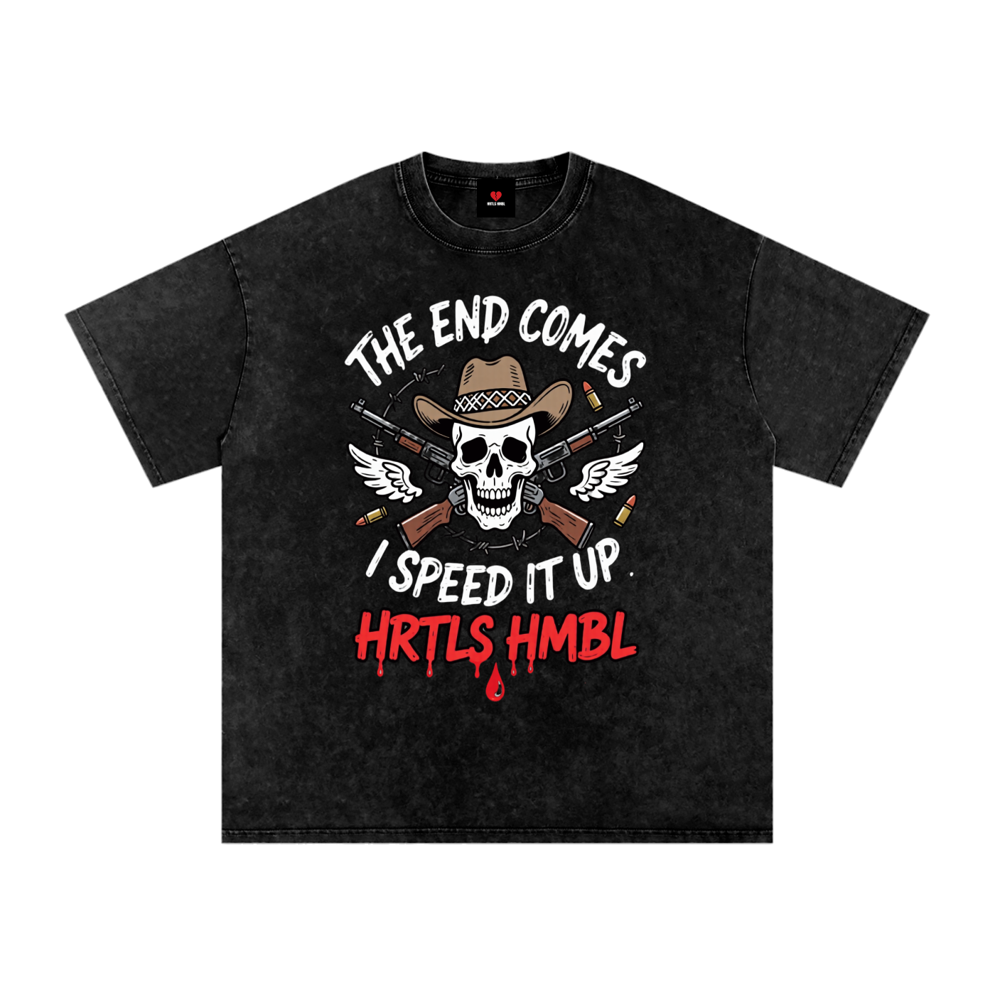 HRTLS HMBL THE END COMES I SPEED IT UP OVERSIZED TEE