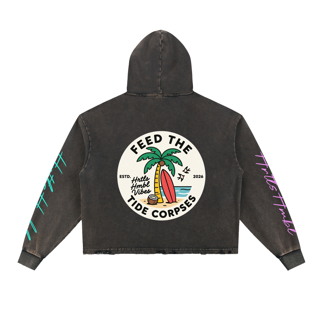 HRTLS HMBL  Feed The Tide Heavyweight Frayed Hoodie