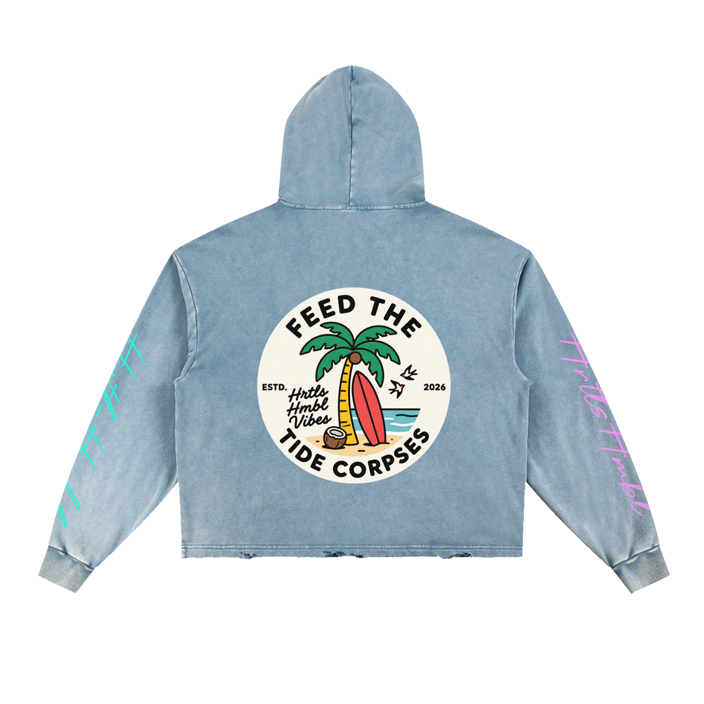 HRTLS HMBL  Feed The Tide Heavyweight Frayed Hoodie