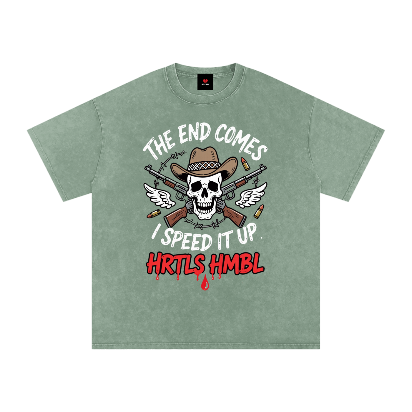 HRTLS HMBL THE END COMES I SPEED IT UP OVERSIZED TEE