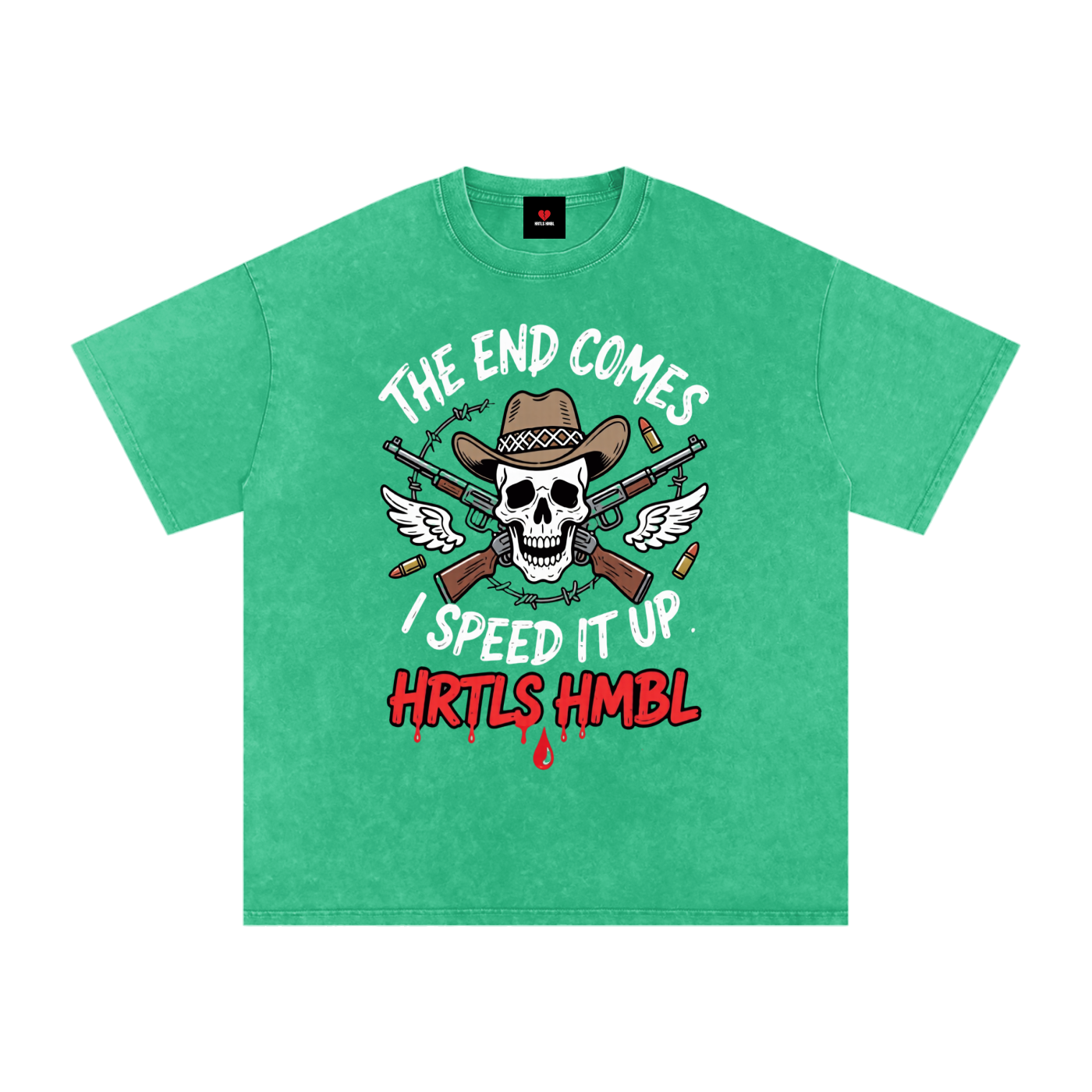 HRTLS HMBL THE END COMES I SPEED IT UP OVERSIZED TEE