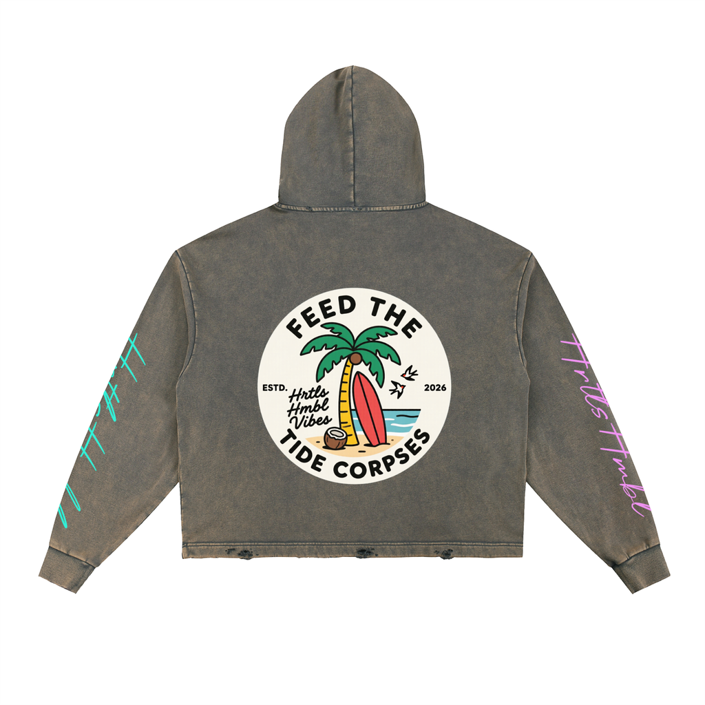 HRTLS HMBL  Feed The Tide Heavyweight Frayed Hoodie