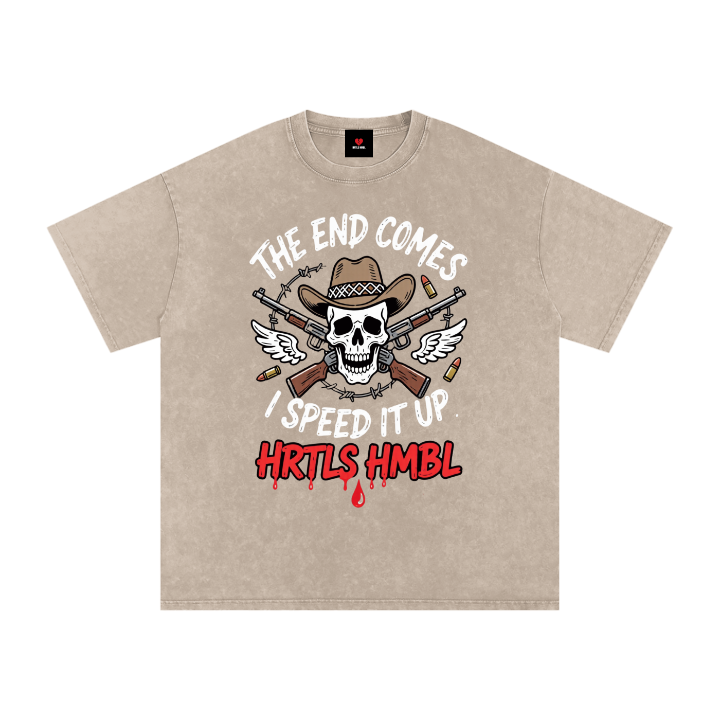 HRTLS HMBL THE END COMES I SPEED IT UP OVERSIZED TEE